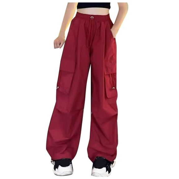 AherBiu Kids Girl Clothes Fleece Lined Cargo Pants for Teens High Waisted Hiking Trousers with Pockets