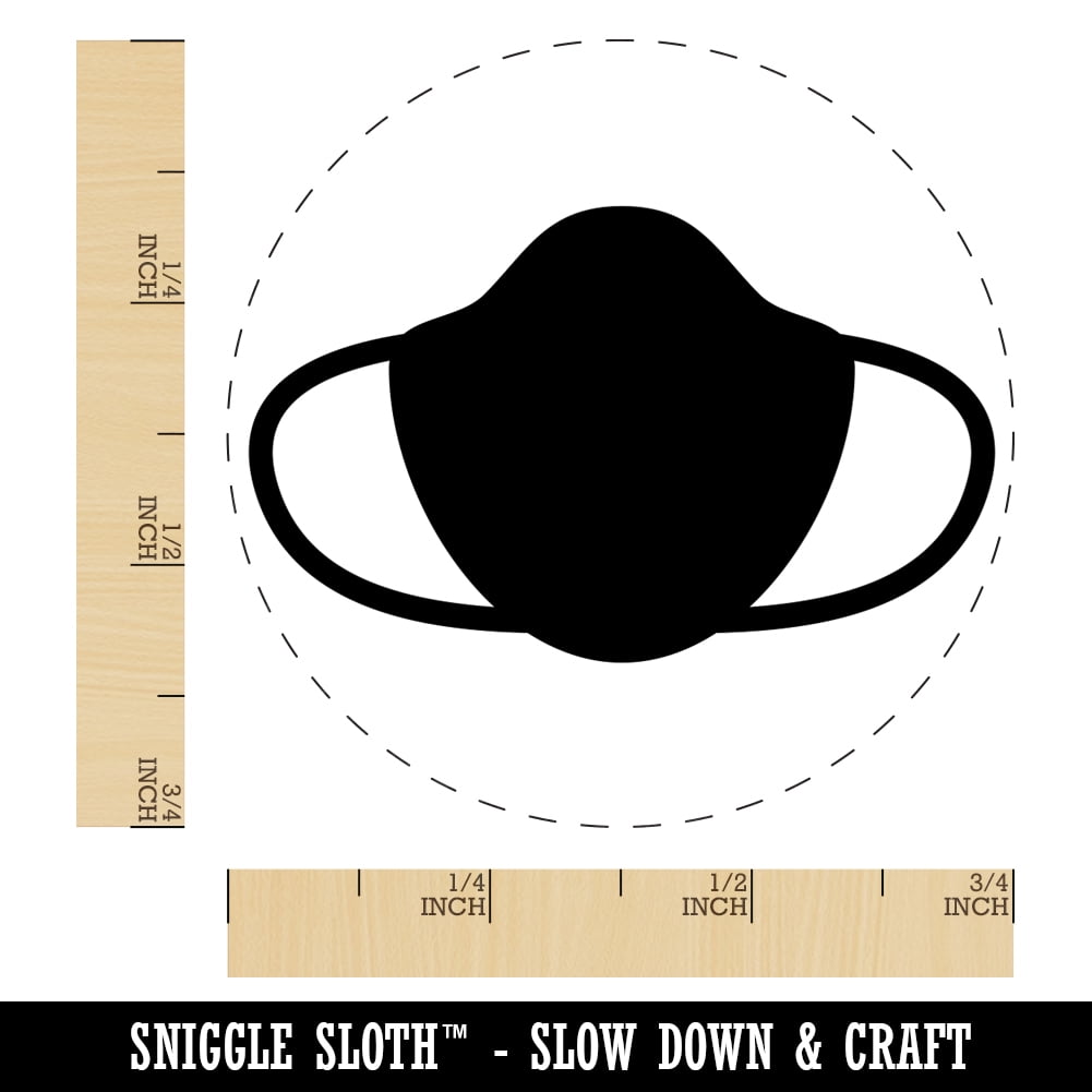 Face Mask Icon Solid Self-Inking Rubber Stamp Ink Stamper - Black Ink - Small 3/4 Inch