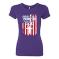 thumbnail image 2 of Wild Bobby American by Birth Christian by The Grace of GOD Inspirational/Christian Women Slim Fit Junior Tee, Purple Rush, Medium, 2 of 6