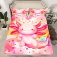 thumbnail image 2 of Homewish Cute Pink Axolotl Twin Sheet Sets 3pcs for Kids Teens,Cartoon Stars Love Heart Twin Fitted Sheet Microfiber,Kawaii Animal Salamander Breathable Flat Sheet,Lightweight Room Decor, 2 of 7