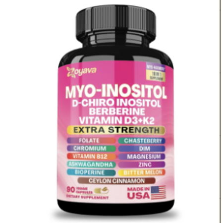 Myo Inositol D-Chiro Inositol Formula 750mg 50mg with Berberine 500mg Ceylon Cinnamon Ashwagandha DIM Vitex Hormone Balance 90 Caps