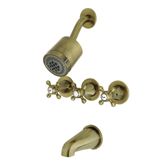 Kingston Brass KBX8133BX Metropolitan Three-Handle Tub and Shower Faucet, Antique Brass