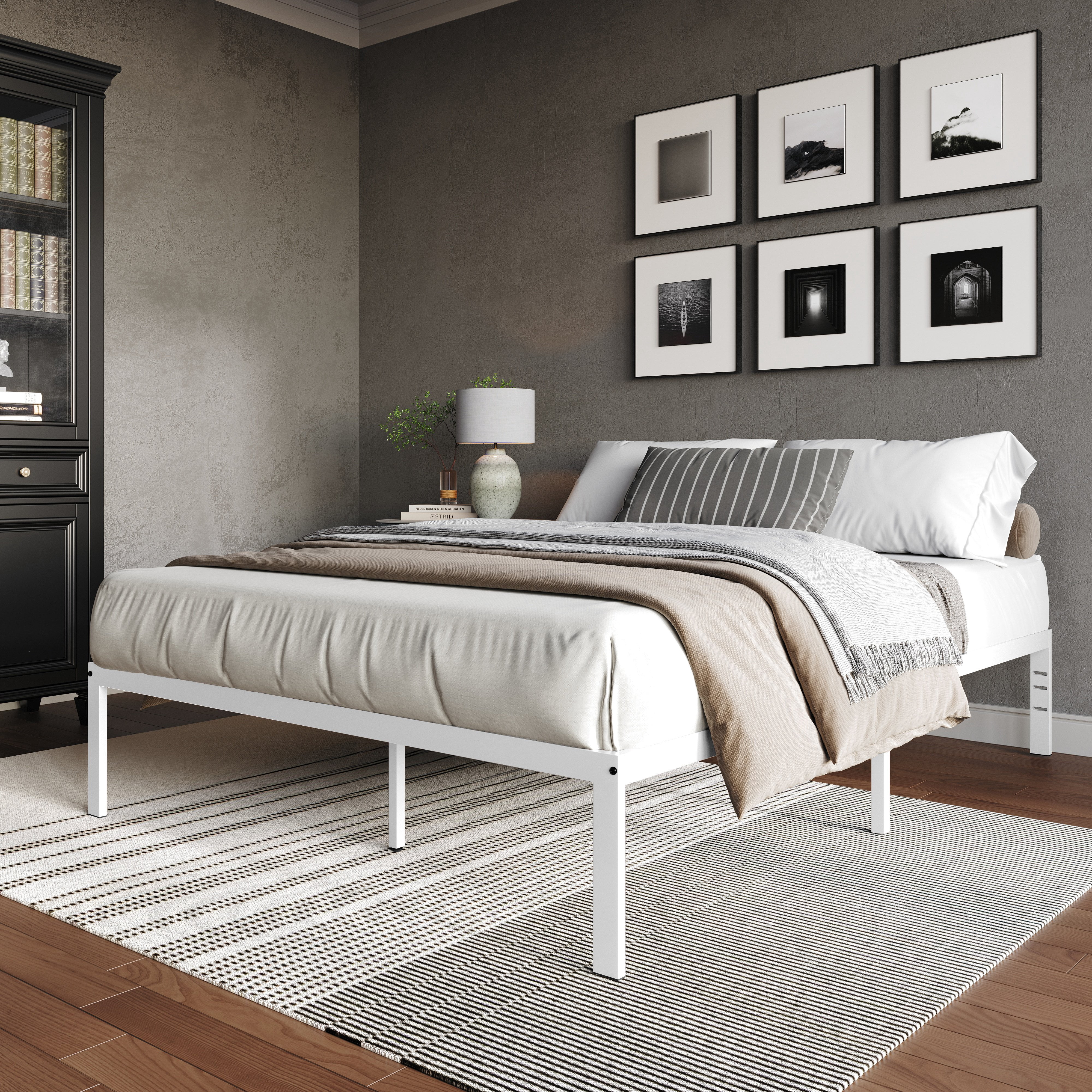Castle Place Minimalist Metal Platform Bed Twin, White