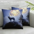 thumbnail image 3 of COMIO  Square Throw Pillow Covers Midnight Wolf Howl with Moon Purple Design Pillow Cases Decorative for Home Bedroom Sofa Pillowcases, 3 of 5