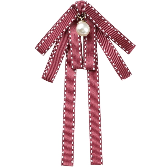 INSPIRE CHIC Broche de lazo sólido con cuentas para mujeres