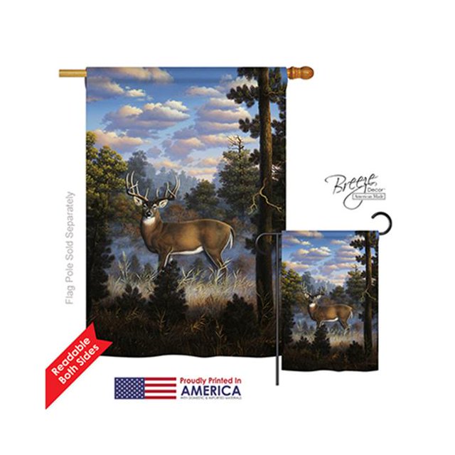 Breeze Decor 10061 Drapeau de Maison Impression Verticale Double Face Faune & Lodge - 28 x 40 Po.