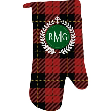 - Personalized Kitchen Festive Red Plaid Oven Mitt