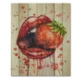 thumbnail image 3 of Designart 'Red Girl Lips Eating A Strawberry' Modern Print on Natural Pine Wood, 3 of 5