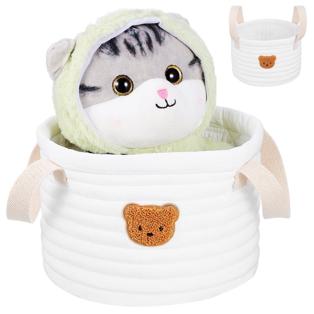 Contenedor de almacenamiento, cesta de oso, cesta de tela para almacenamiento, cesta para pañales, juguetes de peluche, organizador de almacenamiento, cesta para estante
