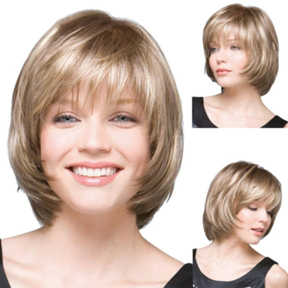 SPRING PARK Stylish Bob Straight Blonde Short High Temperature Fiber Women's Wig Hair