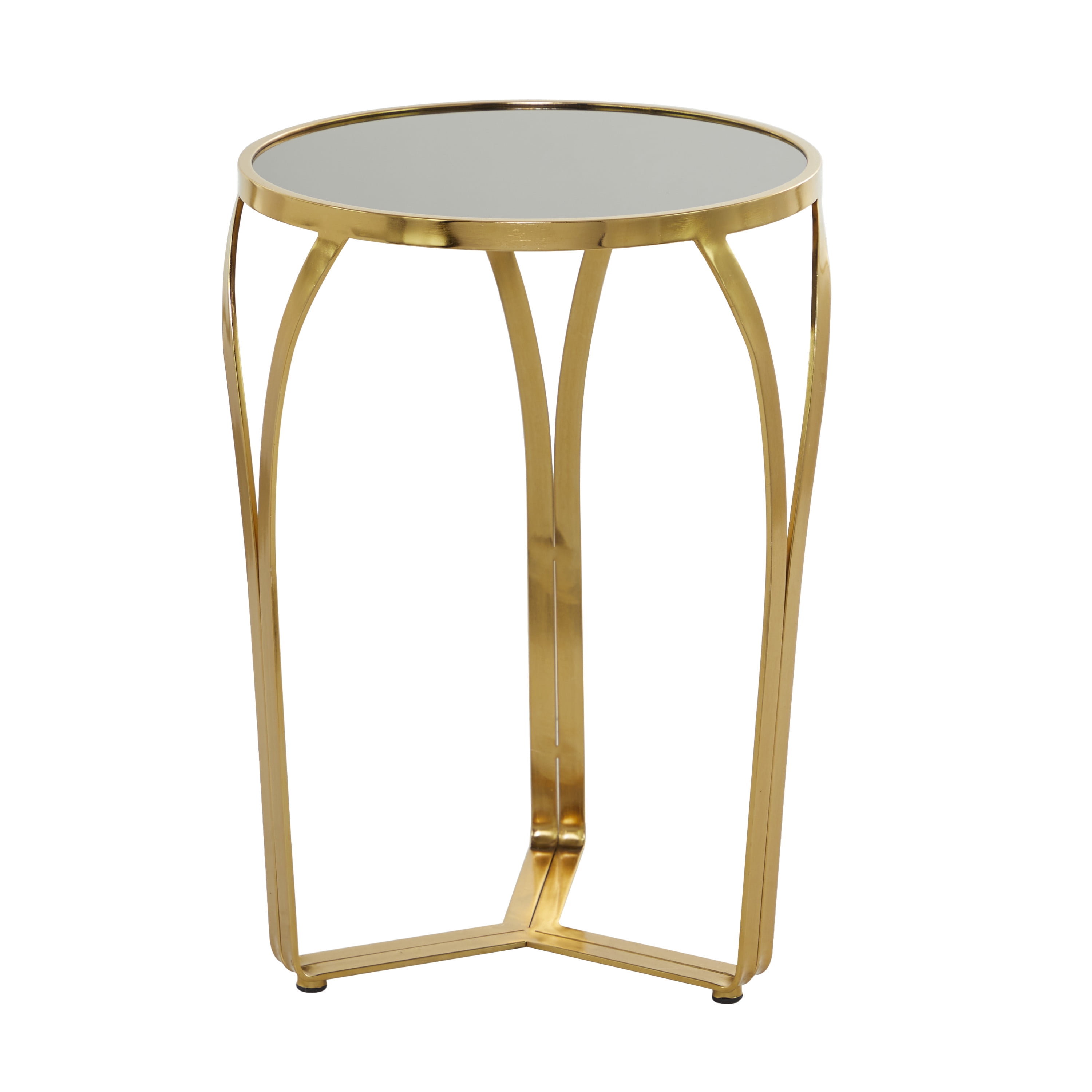 DecMode 16" x 23" Gold Metal Accent Table with Black Top, 1-Piece