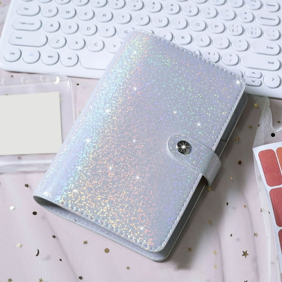 Kabnic Server Books for Waitress, A6 Binder 6 Ring, Glitter Leather Waiter Wallet, Cute Waitstaff Organizer Fits Server Apron White