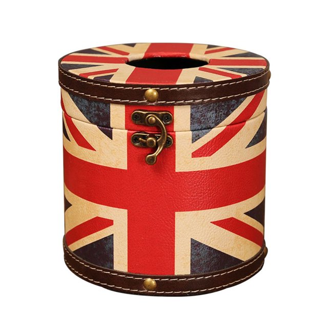 EeaseMX Caja de pañuelos de cuero estilo inglés, clásica y moderna, dispensador de papel.