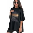 thumbnail image 3 of Plus Size Shirt for Women Oversized Black Tops for Women Short Sleeves Shirt for Women Snowy Winter Field 1 T Shirt Crewneck Shirt for Women M, 3 of 5