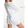 thumbnail image 2 of Michellecmm Women's Summer Loungewear Set, Flower Print Long Sleeve Round Neck T-Shirt with Elastic Waist Shorts 2 Pieces Sleepwear, 2 of 5