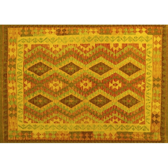 Ahgly Company Indoor Rectangle Southwestern Yellow Country Area Rugs, 3' x 5'