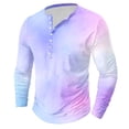 thumbnail image 2 of GigrtiJin Plus Size Casual Tops for Men Gradient Color Crew Neck Half Button Long Sleeve Shirt Trendy Loose Blouse, 2 of 4