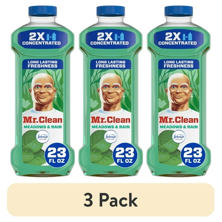 (3 pack) Mr. Clean 2X Concentrated Multi Surface Cleaner with Febreze Meadows & Rain Scent, 23 fl oz
