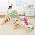 thumbnail image 2 of Olakids Pikler Triangle Set 7 in 1 Climbing Toys for Toddlers Foldable Baby Wood Montessori Jungle Gym with Angle Adjustable Ladder Seesaw Ramp Indoor Playground (Colorful), 2 of 9