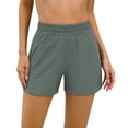 thumbnail image 3 of Sociala Women's Cargo Bermuda Long Shorts Elastic Waistband Swim Shorts With Back Pocket, 3 of 7