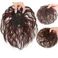 thumbnail image 2 of Zhuge Short Curly Human Hair Topper for Small Areas, Fluffy Clip-in Hairpiece, Weavy Wiglet Hair Replacement for Women，Red, 2 of 2