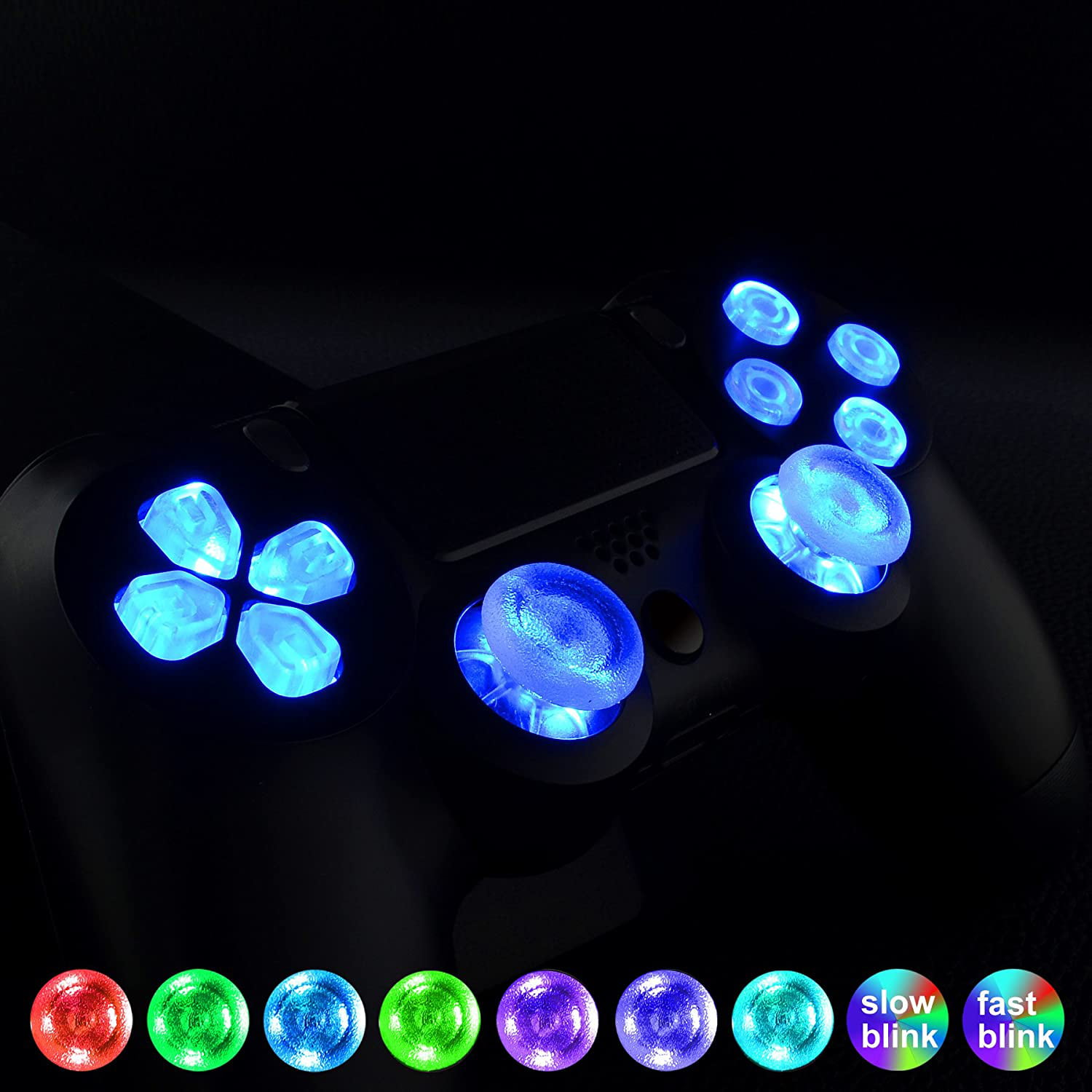 Multi Colors Luminated D Pad Thumbsticks Face Buttons Dtf Led Kit For Ps4 Controller 7 Colors 9 Modes Touch Control Walmart Com