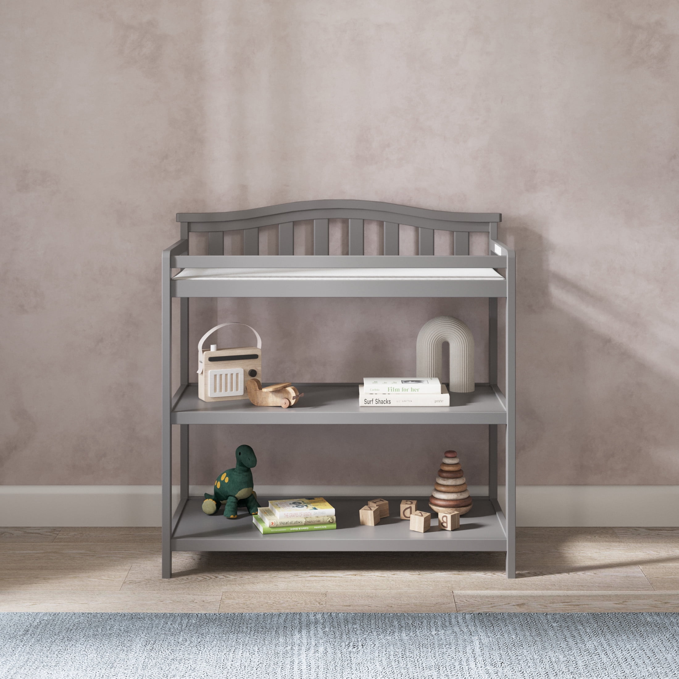 Child Craft Camden Crib and Changing Table Nursery Set, 4-in-1 Convertible Design, Cool Gray, 2-Piece