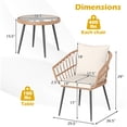 thumbnail image 2 of Costway 3PCS Patio Bistro Set with Soft Cushions, Tempered Glass Coffee Table & Metal Frame, 2 of 10