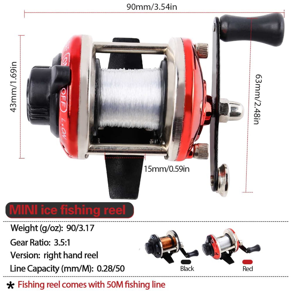 Sougayilang 26in Winter Ice Fishing Rod and Mini Trolling Reel Combos -  with Fishing Line Lures 