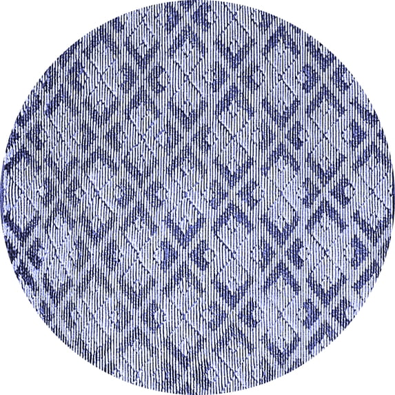 Ahgly Company Machine Washable Indoor Round Oriental Blue Industrial Area Rugs, 3' Round