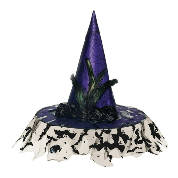 UNDERWRAPS Witch Wizard Hat Adult - Deluxe Womens Halloween Witch Costume Witch Hat, Hocus Witches Hat, Purple Witch Hat Curved Hat (Dlx Hat Prp, Adult OS)
