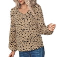 thumbnail image 1 of Moda mujer manga larga cuello vuelto sólido botón linterna manga Tops blusa Fridja  fjkfkj4071, 1 of 7