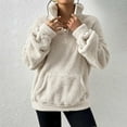thumbnail image 5 of STETMN Women's Sherpa Sweatshirt Quarter Zip Fleece Long Sleeve Pullover Tops with Pocket, 5 of 8