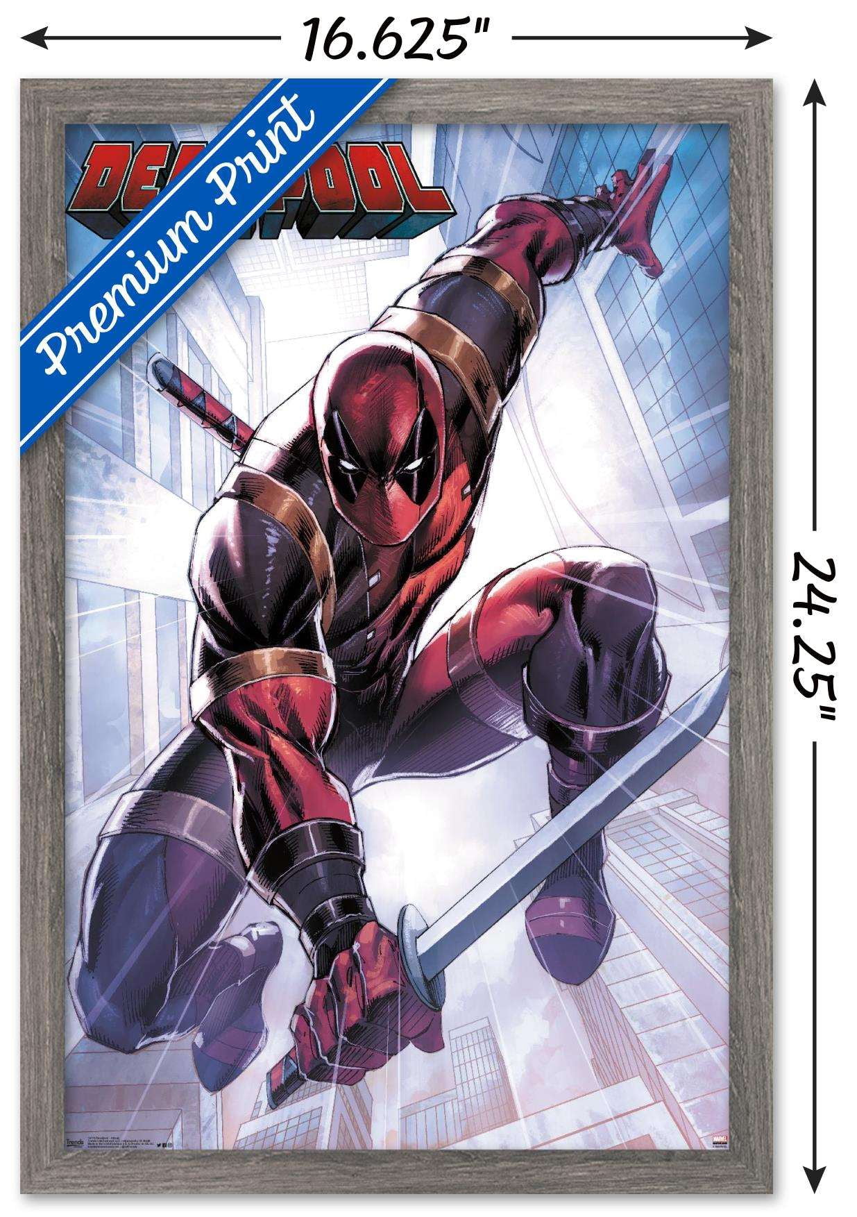 Marvel Comics - Deadpool - Attack Wall Poster, 14.725" x 22.375", Framed
