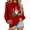 thumbnail image 2 of Xdegoge Santa Claus Christmas Sweatshirts for Women Crew Neck Long Sleeve Tops Xmas Tree Graphic Shirts Loose Fit Glitter Christmas Shirts for Women Sparkle Tops for Women, Wine M, 2 of 6