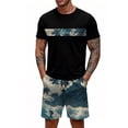 thumbnail image 4 of GrmtClth Hawaii 2 Piece Outfits for Men Beach Crew Neck T-Shirt and Shorts Set Classic Short Sleeve Outfit Trendy Elastic Drawstring Clothing Dark Green M, 4 of 5