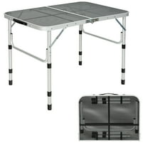 Gymax Folding Grill Table for Camping Lightweight Aluminum Metal Grill Stand Table