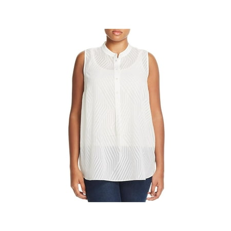 VINCE CAMUTO $99 Womens New 0157 Ivory Mandarin Collar Hi-Lo Top 3X Plus B+B