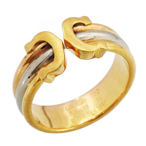 Pre-Owned Cartier Ring 2C 18K Yellow Gold (KYG), White (18KWG), Pink (18KPG) Size 51 Women's...