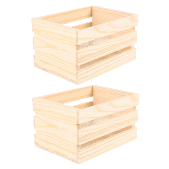WRITWAA 2Pcs Small Wooden Box Rustic Charm Decorative Mini Milk Crate for Miniature Settings 12.5x8.8x7in