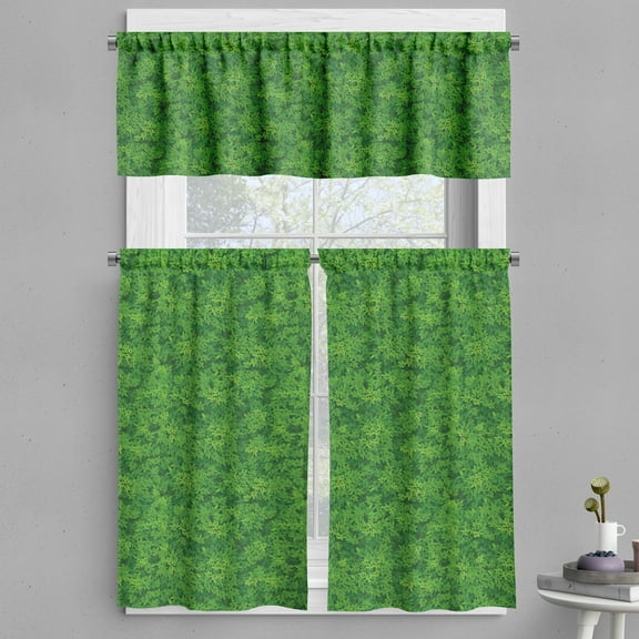 Ambesonne Botanical Valance & Curtain, Overview Foliage Scene, 55"x24", Fern Green Emerald