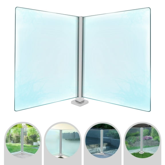 25.6" Balcony Glass Railing Post Stainless Glass Post Balustrade Deck Railing Corner Post