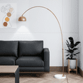 thumbnail image 2 of Leisuremod Arco Mid-Century Modern Arched Floor Lamp 75.6" Height with White Round Marble Base and Metal Dome Lamp Shade for Living Room and Bedroom, 2 of 16