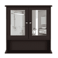 thumbnail image 2 of Yaheetech Armoire Murale en Bois avec Doubles Portes Miroir et Tablette Ajustable, Espresso, 2 of 9