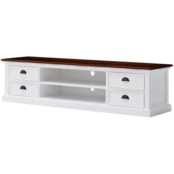 Beaumont Lane 71" TV Stand in Pure White and Dark Wood