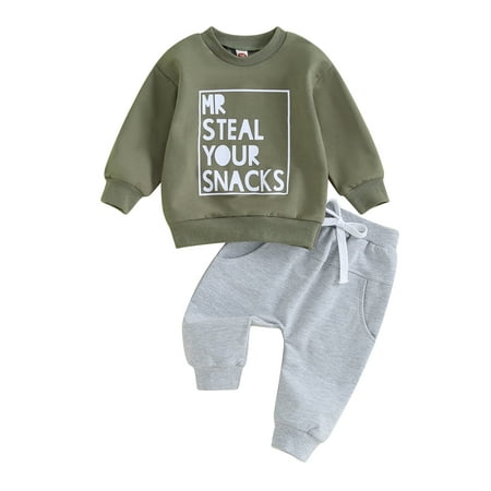 

Gzhioc Toddler Boys 2PCS Pants Sets Long Sleeve Letter Print Sweatshirt Tops and Drawstring Pants Sets