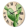 thumbnail image 3 of Designart 'Close Up Green Southwestern Cactus' Tropical Wood Wall Clock, 3 of 5
