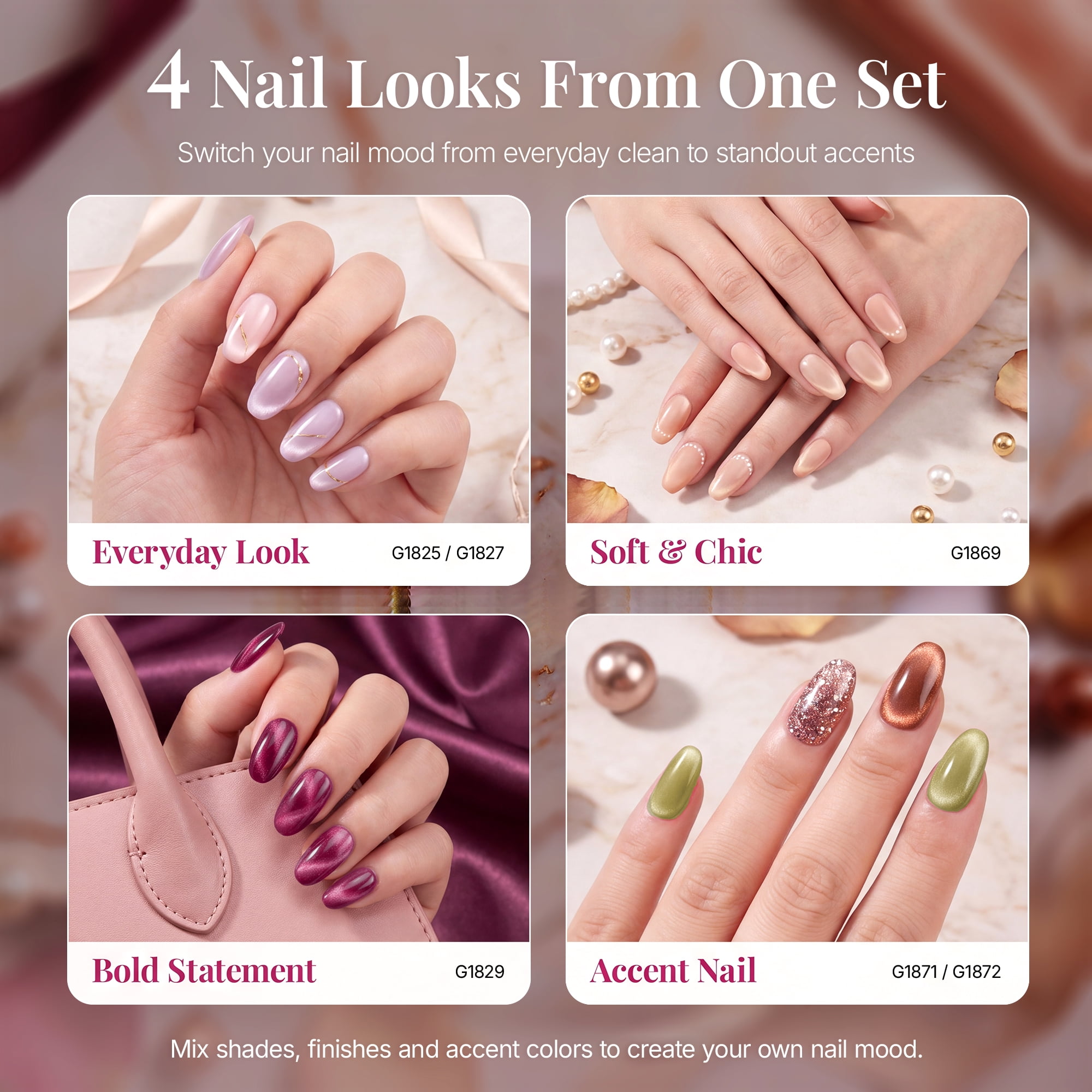 Morovan Nude Pink Cat Eye Gel Nail Polish Set with Magnet,10 Sheer Magnetic Gel Colors with Base & Top Coats for Elegant DIY Manicure
