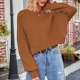 thumbnail image 4 of Mlzmgr Sweaters for Women Cropped Crewneck Pullover Drop Shoulder Casual Long Sleeve Tops Fall Fashion, 4 of 9