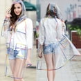 thumbnail image 6 of Opolski Adult Transparent Thicken Hooded Long Sleeve Waterproof Raincoat Poncho Rainwear,Multicolor, 6 of 8